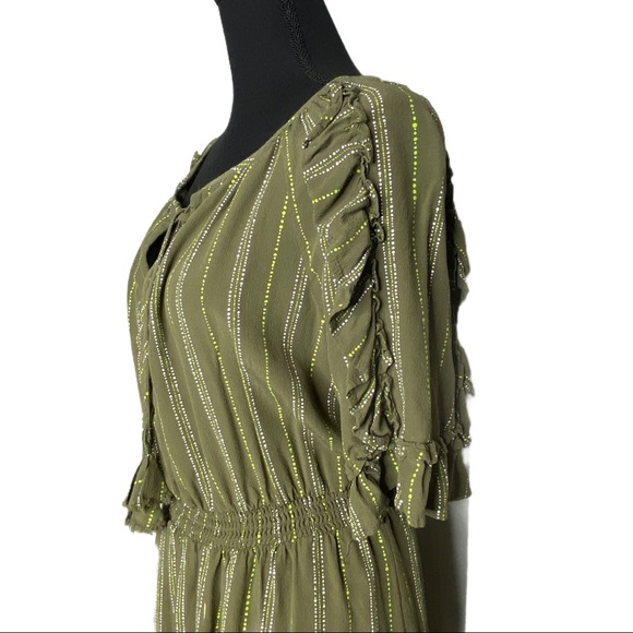 Kaari Blue green striped pesant dress size large - Picture 4 of 13